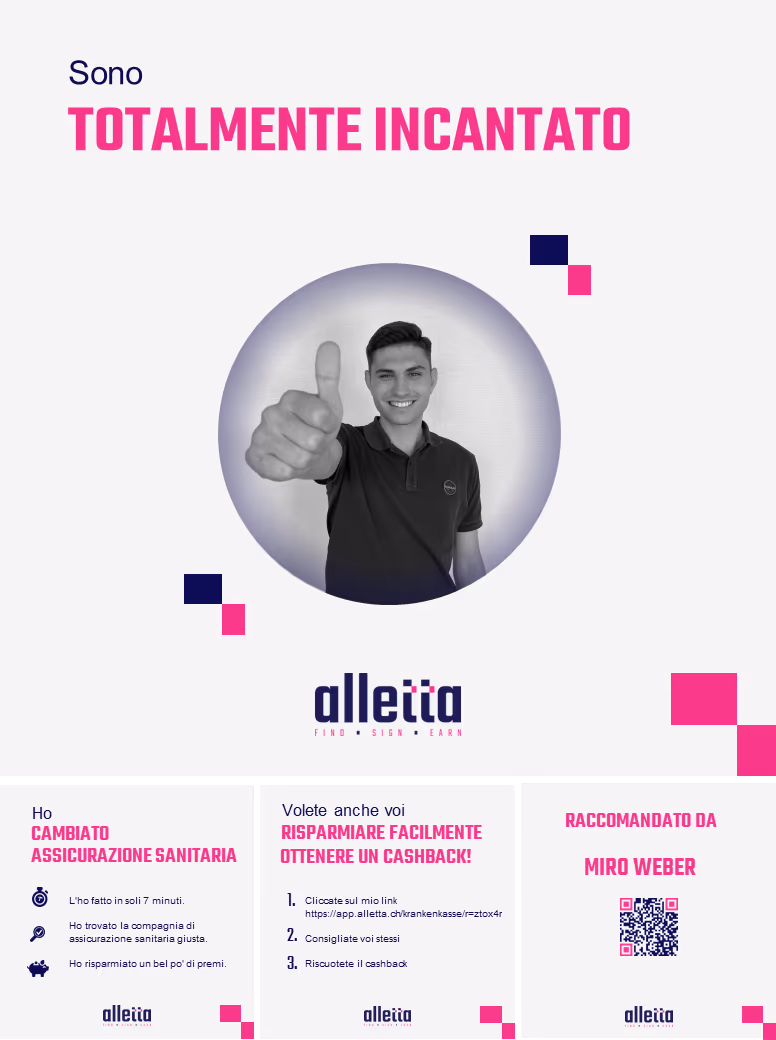Poster «Sono entusiasta»: cambiare cassa malati, risparmiare e guadagnare cashback