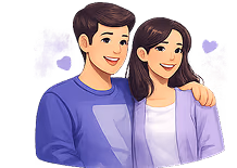 Ilustración de una pareja abrazada