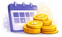 Calendario con monedas de oro
