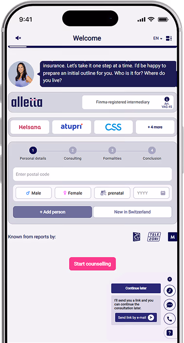 App de alletta con la opción de recibir el enlace por correo y continuar más tarde