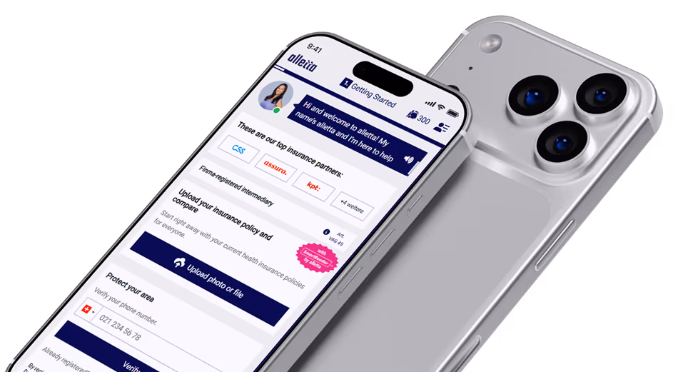 The alletta insurance check displayed on two smartphones