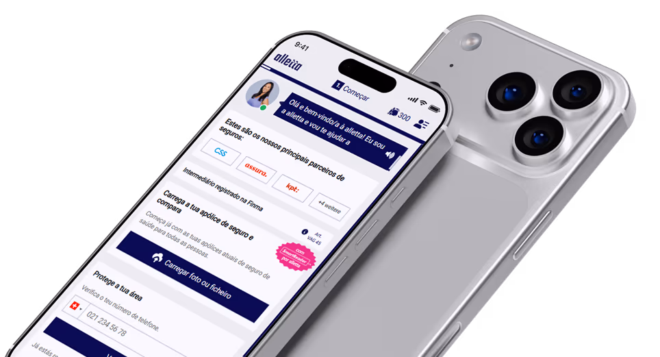 A verificação do seguro alletta em dois smartphones