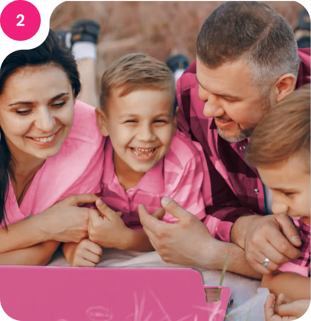 Schritt 2: Fröhliche Familie mit zwei Kindern