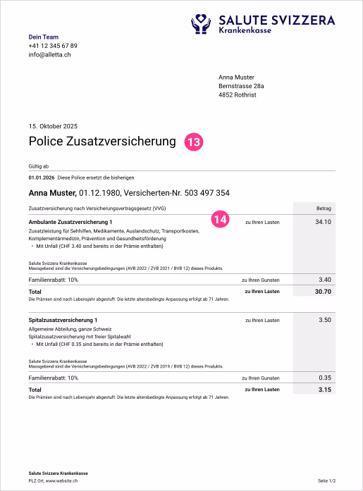 Ogledna stranica 3 police s dodatnim osiguranjima