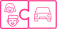 Puzzleteile mit Personen und Auto