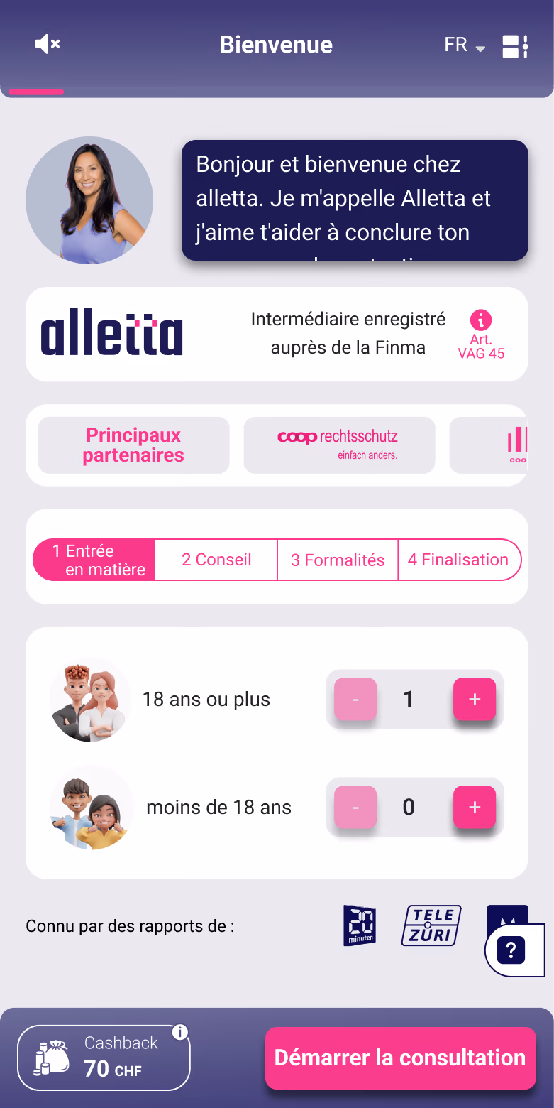 Saisir les personnes assurées dans le processus digital avec alletta.