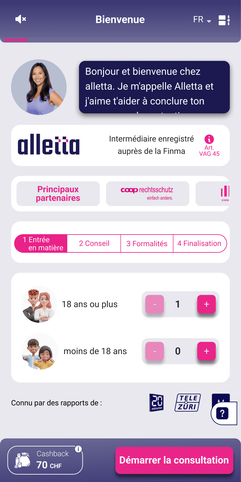 Saisir les personnes assurées dans le processus digital avec alletta.