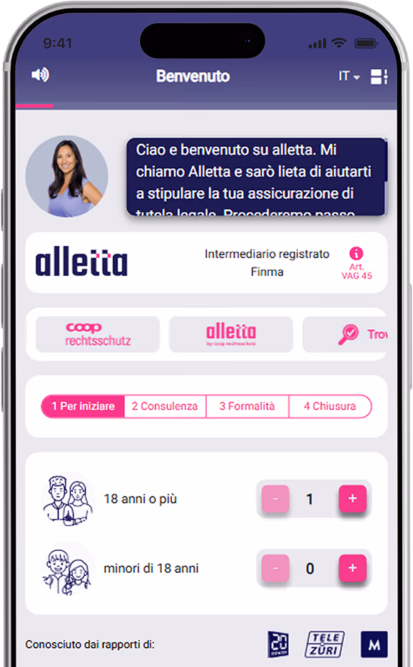 Inserire persone assicurate nel processo digitale con alletta.