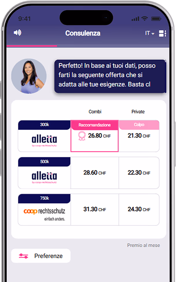 Confrontare la tutela legale con alletta.