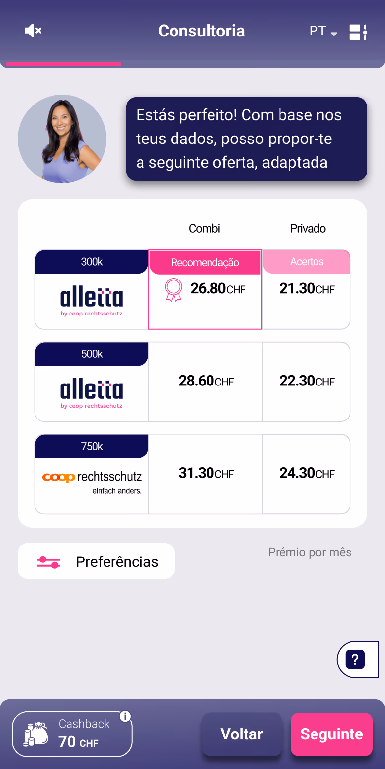 Escolher proteção jurídica com a alletta e comparar ofertas.
