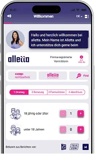 alletta App fragt nach deiner Situation für den Rechtsschutz