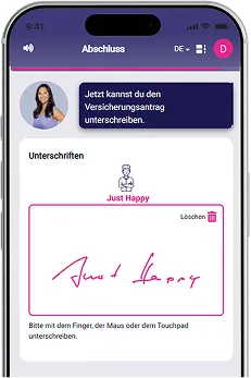 alletta App Unterschrift-Bildschirm zum Abschliessen