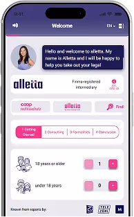 alletta app asking about your situation for legal protection