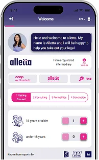alletta app asking about your situation for legal protection