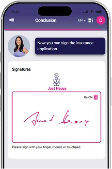 alletta app signature screen to complete sign up