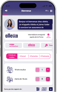 L’app alletta te pose des questions sur ta situation pour la protection juridique