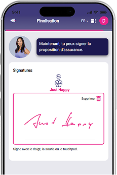 Écran de signature de l’app alletta pour conclure