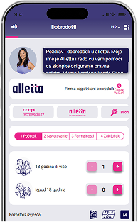 alletta aplikacija te pita o tvojoj situaciji za pravnu zaštitu