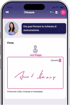 Schermata di firma dell’app alletta per concludere