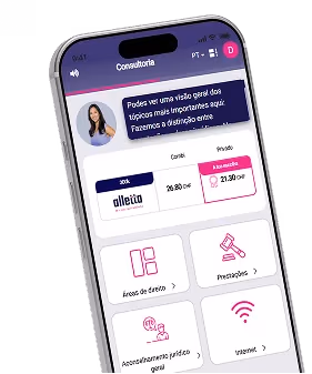A app alletta mostra as áreas de proteção jurídica à escolha