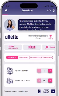 A app alletta pergunta pela tua situação para a proteção jurídica