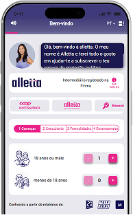 A app alletta pergunta pela tua situação para a proteção jurídica