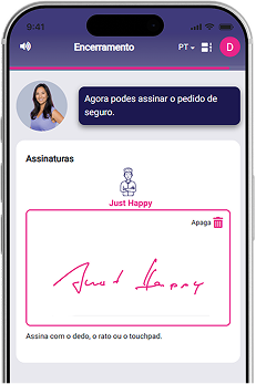 Ecrã de assinatura da app alletta para concluir