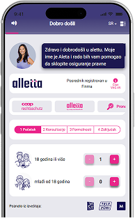 alletta aplikacija te pita o tvojoj situaciji za pravnu zaštitu