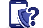 Smartphone mit Schild und Fragezeichen
