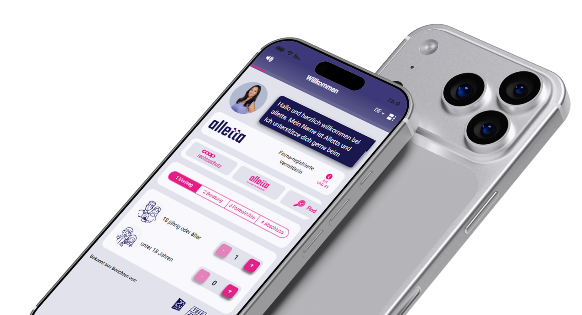 alletta-Sparvergleich auf Mobiltelefonen