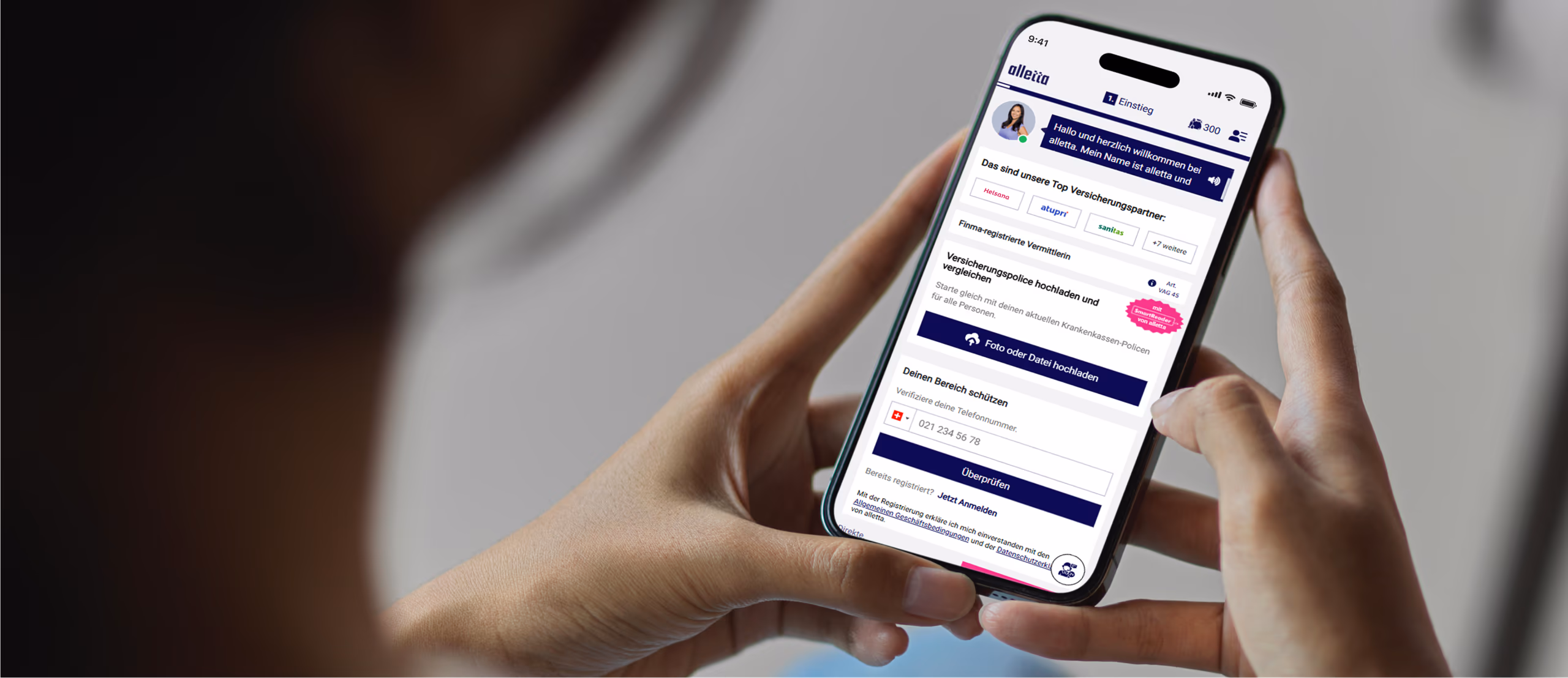 Vergleich der Krankenversicherung auf einem Smartphone