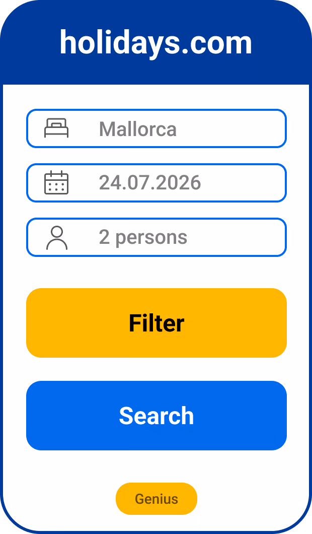 Booking form of a holiday platform on a smartphone
