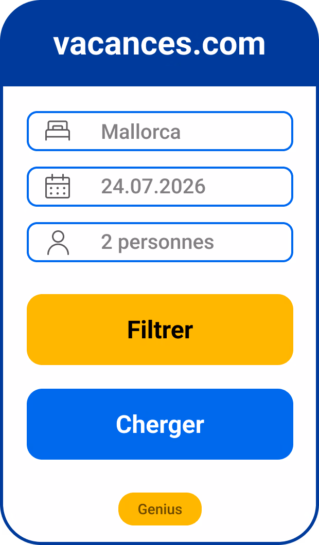 Formulaire de réservation d’une plateforme de vacances sur smartphone