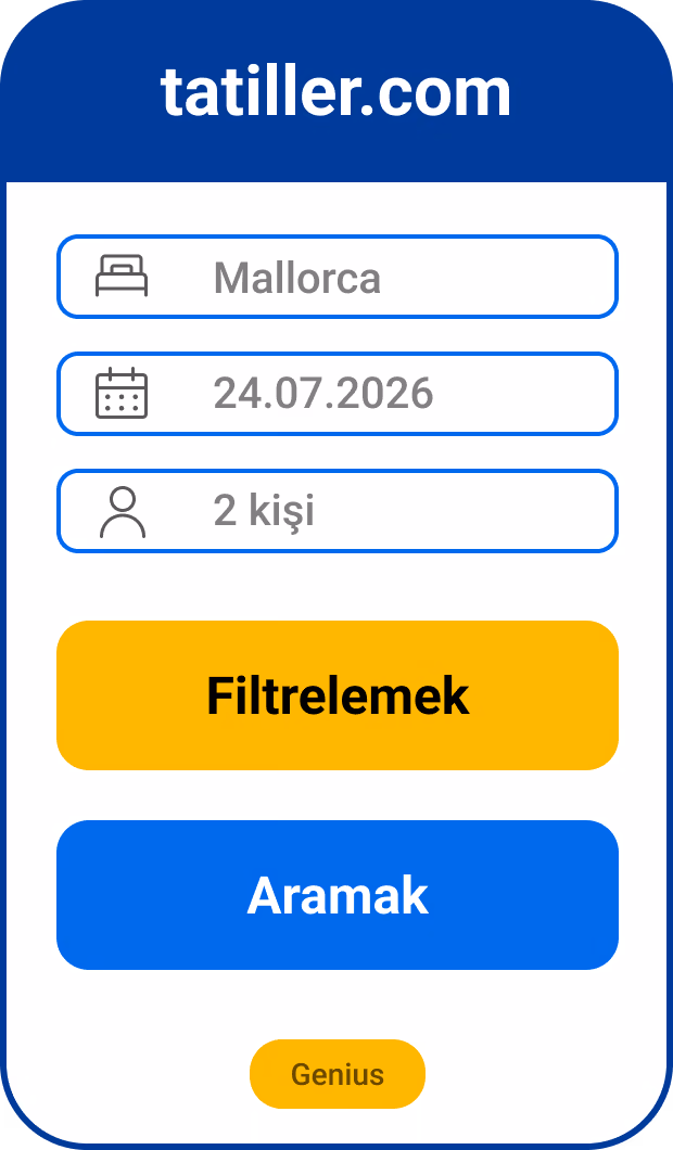 Akıllı telefonda bir tatil platformunun rezervasyon formu